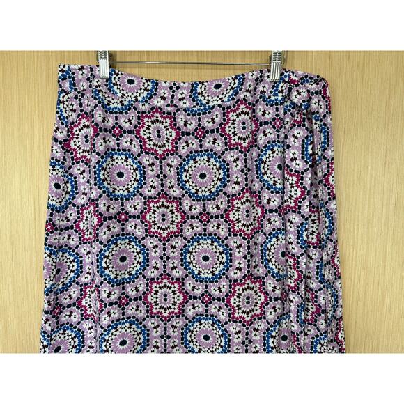 LOFT Linen Blend Mosaic Midi Wrap Skirt Womens Size 14 Violet Event Cottage - Picture 4 of 12